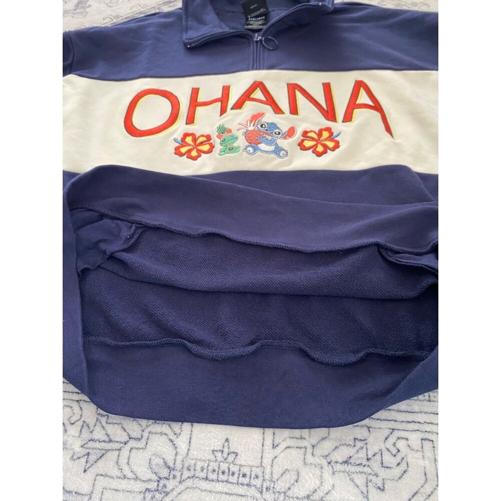 Disney Womens XL Stitch Quarter Zip Sweatshirt BoxLunch Exclusive Lilo Navy Blue - Picture 6 of 8